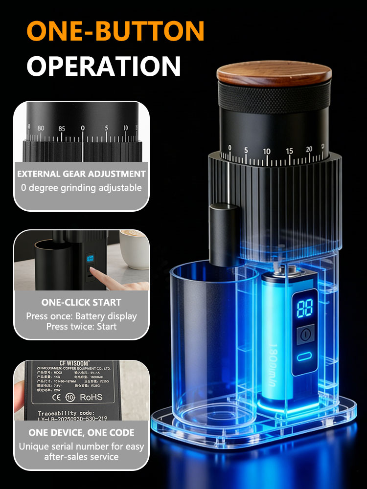 Coffee Extraction Equipment - เครื่องบดกาแฟแบบใช้ครั้งเดียวทำจากโลหะทั้งหมด – มอเตอร์ DC เงียบ เหมาะสำหรับใช้ในบ้าน